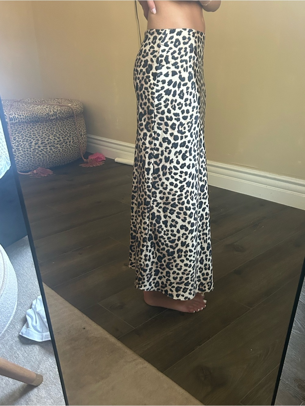 Zara Leopard Print Maxi Skirt - Beige and Black - Picture 2 of 3